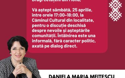 25 aprilie 2026 Întâlnire deschisă cu locuitorii din Mohu